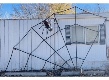 Original Swetsville Zoo Spider In Web Metal Sculpture By Bill Swets