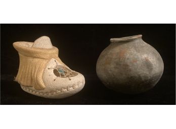Ceramic Moccasin With Mini Vase