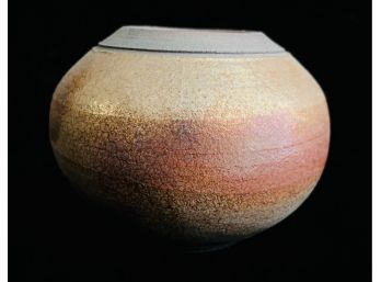Signed Round Pottery Vase