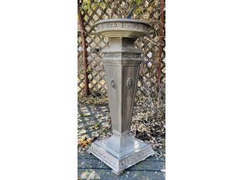 Antique French Cast Iron Sundial On Pedestal