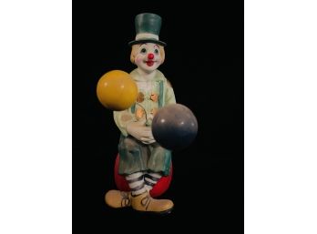 Vintage Porcelain Clown Figurine With Balloons