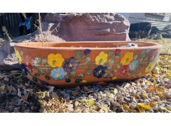 Painted Flowers Clay Pot