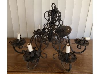 Vintage Wrought Iron Hanging Chandelier
