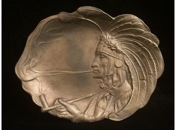 Brass Dish With Embossed Native American Image