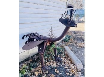 Original Swetsville Zoo Bird Like Dinosaur Metal Sculpture By Bill Swets
