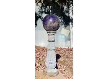 Purple Glass Orb On Stand