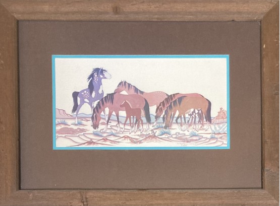 Horses Painting Signed By Woody Crumbo