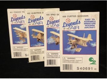 4 Vintage Legends Of The Air Miniature Wooden Aircraft Models