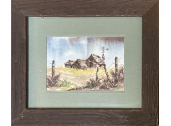 Western Landscape Watercolor Painting Signed By E. Plummer
