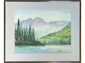 Maroon Bells Colorado Watercolor, Signed By Whitehurst