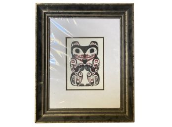 Haida Grizzly Bear Etching, Signed By Clarence Mills