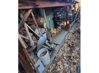 Very Large Misc Lot Of Outdoor Items Including A Wheel Barrel, Firewood, Pots & Much More