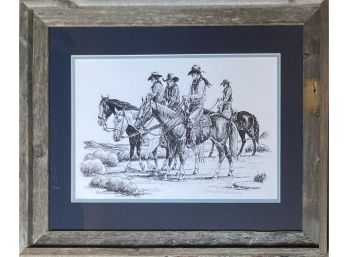 Cowboy Scene Artwork Numbered 4/500 Signed By Jack J Wells