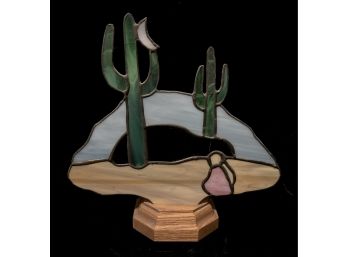 Desert Landscape Stained Glass Lamp