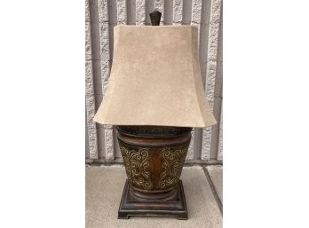 Metal Base Lamp With Velvet Like Texture Shade