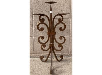 Wrought Metal Rusty Look Three Tiered Candleholder