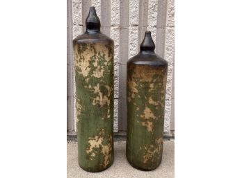 Pair Of Clay Accent Bottles