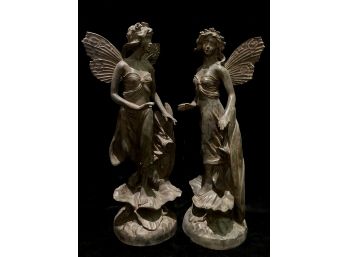 Pair Of Ceramic Fairy Figures