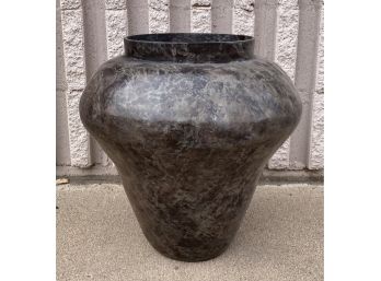 Dark Marble Look Metal Wide Mouth Metal Vase