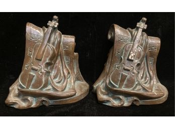 Pair Of Violin Ceramic Bookends