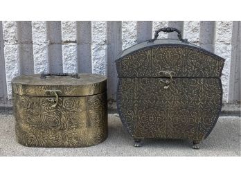 Pair Of Decorative Boxes With Lock Mechanism And Handle