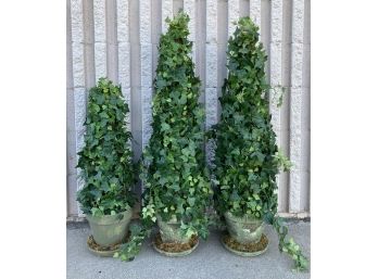 Trio Of Faux Ivy Topiaries