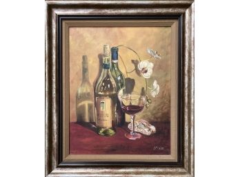 Original Nancy Molin Signed 'Orchids And Wine' Acrylic On Canvas