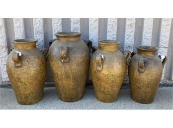 4 Three Handled Clay Urns