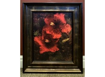 Framed Red Hibiscus Artwork