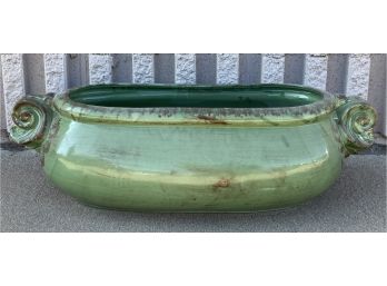 Green Glazed Wide Clay Pot