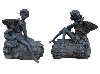 Pair Of Fairies Sitting On Trunks 2 Of 2