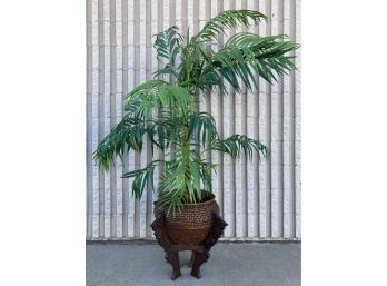 Faux Palm In Wicker Planter