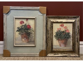 Trio Of Potted Geraniums Framed Artworks