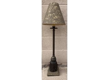 Tassel Base Lamp With Gold Tone Flecked Shade