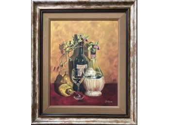 Original Nancy Molin Signed 'Orchids And Wine' Acrylic On Canvas
