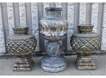 Trio Of Ornate, Baroque Style Candle Holders