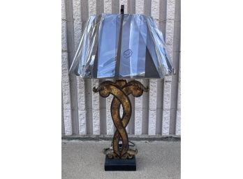 Acanthus Leaf Accent Lamp With Brown Shade
