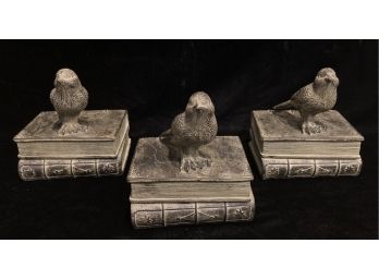 Trio Of Birds Perched On Books Figurines 2 Of 2