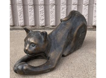 Old Brass Toned Cat Figure