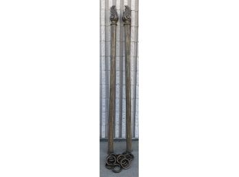 3' Drapery Rods With 2 Finials, 12 Rings And Endcaps