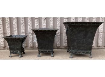 Trio Of Metal Footed Planters