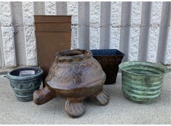 Grouping Of Planters, Including A Turtle One