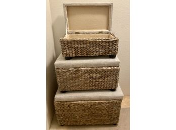 American Furniture Warehouse 3-part Weaved Nesting Chests