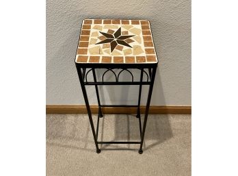 Small Solid Metal Side Table With Tile Inlay