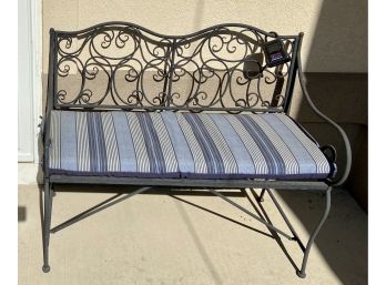 Black Wrought Iron Patio Bench With Cushion