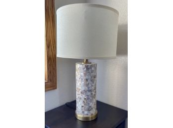 White Tile Lamp With Brushed Brass Fixture