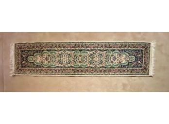Gorgeous Cotton Runner With Pink, Blue, & Green Floral Patterned Tones