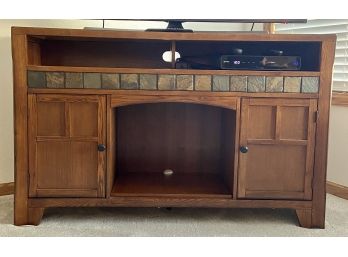 Gorgeous Aspen II Solid Wood Media Console With Stone Inlay