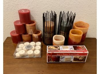 Assorted Collection Of Scented & Unscented Candles/candle Holders