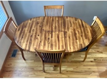 Winners Only Inc. Solid Wood Round Table With Butterfly Leaf & (4) Slat-back Chairs